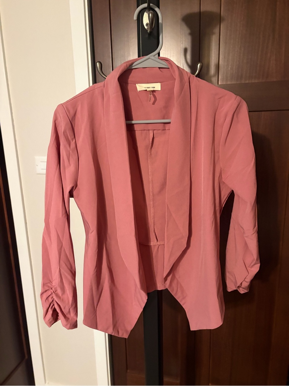 Light Pink Open-Front Women's Blazer Jacket